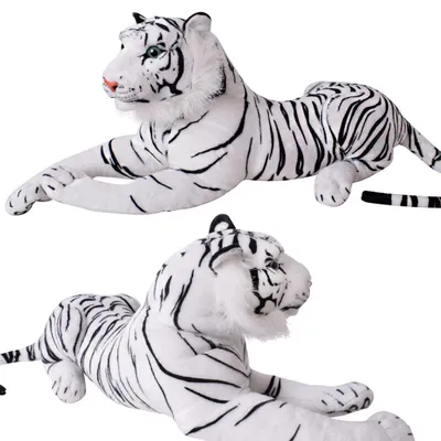Produktbild von TE-Trend Kuscheltier 80 cm Plüschtier weißer Tiger Deko Stofftier Raubkatze