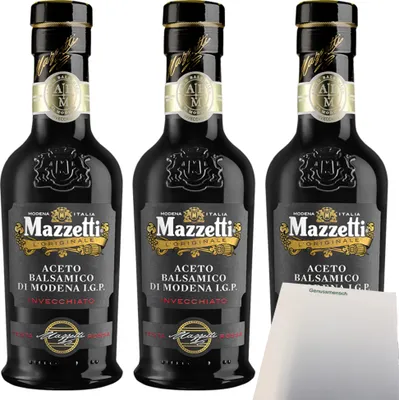 Produktbild von Mazzetti Balsamico Testa Rossa 3er Pack (3x250ml Flasche) + usy Block