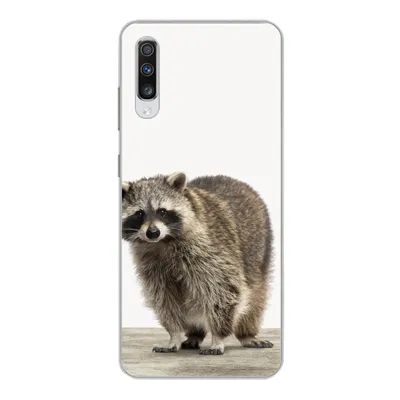 Produktbild von MuchoWow® Handyhülle Schutzhülle Hülle für Samsung Galaxy A70 Waschbär - Tiere - weißer Hintergrund - Jungen - Mädchen - Kinder Silikon Softcase Handy Hülle - Schutzhaube