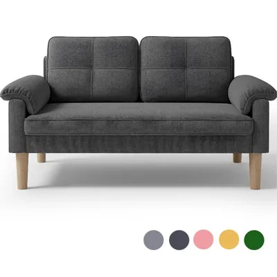Produktbild von Bealife Sofa 2-Sitzer Dunkelgrau | Mit Seitentaschen | Hautschonender Stoff & Stabile Konstruktion AR71 Klassisches Sofa