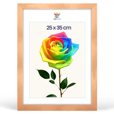 Produktbild von MG Design Bilderrahmen 25 x 35 cm - Fotorahmen mit Natur Holzrahmen (Echtholz) und bruchsicherem Acrylglas, Hoch & Quer zum Aufhängen, zum Aufstellen