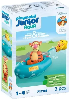 Image de PLAYMOBIL Junior Tigrou avec canot, Flotte dans l'eau, Jouet pour le bain, Junior & Disney, Dès 12 mois