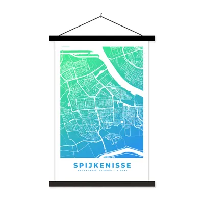 Obrázek produktu pro MuchoWow® Textilní plakát - Mapa města - Spijkenisse - Nizozemsko - Modrá - 40x60cm - S černými lamelami
