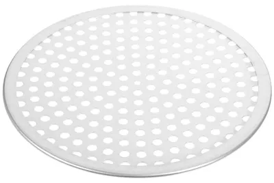 Image de Grille à pizza - Ronde et perforée - Pour la cuisson de pizzas - Aluminium argenté, 25,5 cm