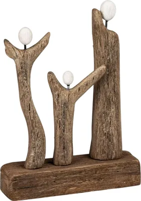 Produktbild von formano Deko Objekt Holz Figuren Skulptur 3er-Gruppe 24 cm auf Sockel Naturholz