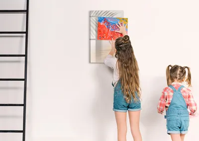 Produktbild von Magnetische Wandtafel - Schwarzer Marker + Schwamm + Magnete - 40 x 60 cm - Palm Leaf Shadow