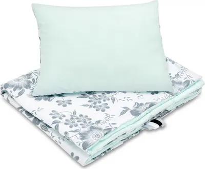 Produktbild von Bellochi Multifunktional Baby Decke Set - Doppelseitig Baby Bettwäsche 75x100 cm und Kissen 30x40cm - aus 100% Baumwolle -   - mint berry