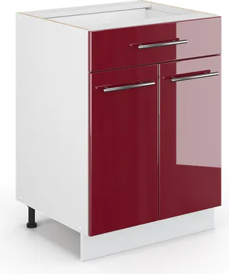 Produktbild von Küchenunterschrank Vicco Fame-Line Bordeaux Hochglanz 60 cm mit Schublade, ohne Arbeitsplatte, Model 34777