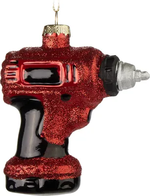 Produktbild von BRUBAKER Akkuschrauber Rot - Handbemalte Weihnachtskugel aus Glas - 9 cm Baumkugel für Handwerker - Christbaumschmuck