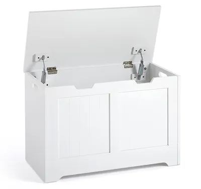 Imagen del producto de Banco con espacio de almacenamiento, de 72x36x48 cm, color blanco, ideal para recibidores y salones