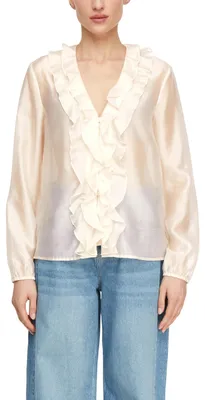 Produktbild von COMMA Damen Bluse – Lyocell, V-Ausschnitt, Volants, Relaxed Fit