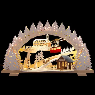 Produktbild von Schwibbogen Fichtelberg verschneit (53x31cm) von Tietze Erzgebirgsdesign