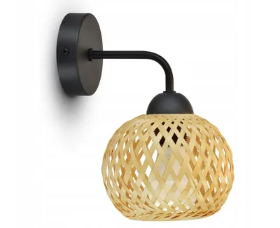 Zdjęcie produktu dla Luxolar lampa ścienna naturalny bambus E27 60W - lampa ścienna wewnętrzna do salonu, kuchni