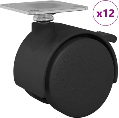 Obrázok produktu pre vidaXL Rolka 12 ks Čierna 39,5 x 39,5 x 37,8 mm