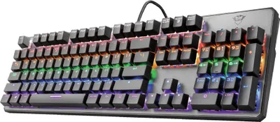 Produktbild von Trust GXT 865 Asta, Volle Größe (100%), Kabelgebunden, USB, Mechanischer Switch, RGB-LED, Schwarz