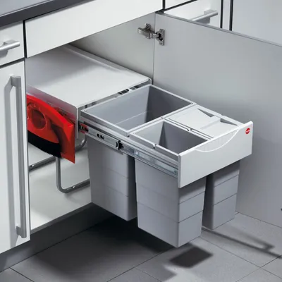Produktbild von Hailo 3642231 - AS Raumspar Tandem Comfort - 20L/10L/10L/Deckel - Kehr-Set Abfallsammler Mülleimer