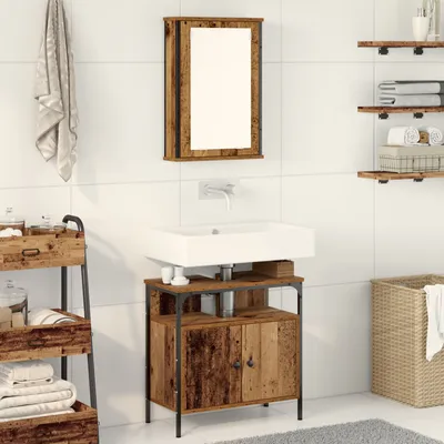 Produktbild von Möbel 2-tlg. Badmöbel-Set Altholz Holzwerkstoff - Badezimmer 3332524