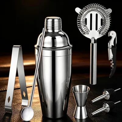 Produktbild von Professionelles Cocktail-Set aus Edelstahl – 750 ml – Bar-Zubehör, Cocktail-Shaker-Set für die Hausbar – ideal für Partys und Hochzeiten