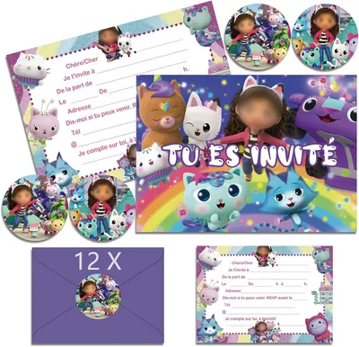 Produktbild von Kindergeburtstagseinladungen, 12 Stück mit Umschlägen, für Kindergeburtstage, 15.2 x 10.7 cm