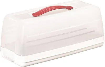 Produktbild von Rechteckige Kuchendosenbox transparent/weiß 35x15x14cm