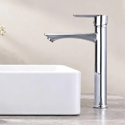 Produktbild von Homelody Wasserhahn bad, hoch Waschbeckenarmatur Badarmatur 25cm, Armatur Bad Waschtischarmatur Einhandmischer für Aufsatzwaschbecken, Chrom