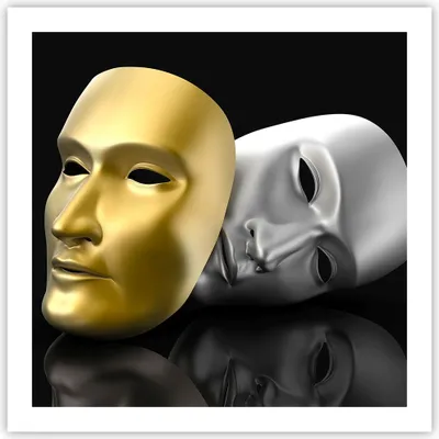 Produktbild von Poster - Poster ohne Rahmen - Maske Theater Bühne Schauspieler - 60x60 cm - Wand Bild - Wanddeko - Wandbilder - Kunstposter - Wandposter - Bilder - Kunstdruck - Wandbild - P2XAC60x60-2432