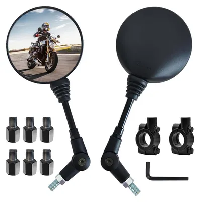 Obrázok produktu pre Sada zrkadiel na motocykel, 2 kusy, univerzálne, M8/M10, koncovky riadidiel, vhodné pre skútre, motocykle, elektrické bicykle, ATV, mopedy
