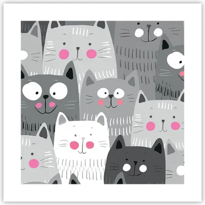 Produktbild von Poster - Poster ohne Rahmen - Kittys Tiere Illustration - 40x40 cm - Wand Bild - Wanddeko - Wandbilder - Kunstposter - Wandposter - Bilder - Kunstdruck - Wanddekoration - Wandbild - P2XAC40x40-2890