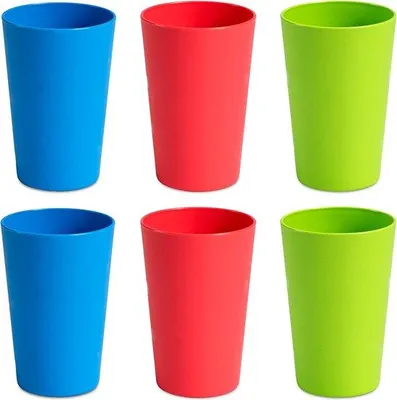 Immagine prodotto di Set di 6 bicchieri infrangibili e riutilizzabili, bicchieri in plastica da 275 ml (6 pezzi, blu, verde, rosso)