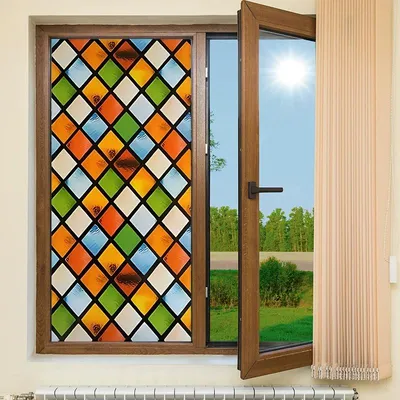 Productafbeelding van Raamfolie - 45 x 100 cm - Ruitpatroon - Zelfklevend - Privacybescherming – UV-bescherming - Zonder lijm - Ideaal voor slaapkamer, woonkamer, kantoor