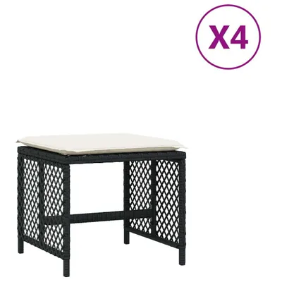 Obrázek produktu pro Zahradní stoličky s poduškami 4 ks černé 41x41x36 cm polyratan