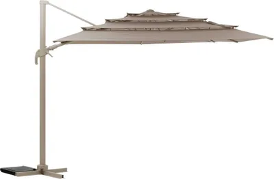 Produktbild von Rechteckiger, freistehender, mehrfach bespannter sonnenschirm "melhia" flachs 4 x 3m aus aluminium, stahl und olefin  - Hespéride
