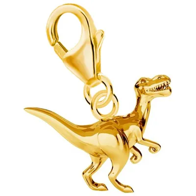 Dinosaurier Charm Anhänger Glücksbringer für Dino-Fans I Gelbgold

