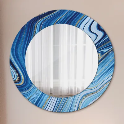 Produktbild von Spiegel - Mirror zum Wandspiegel Schlafzimmer – Schminkspiegel- blau Marmorierung- Ø50cm