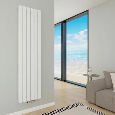 Produktbild von Design Heizkörper Flach 1800 x 450 mm Weiß Doppellagig Vertikal Paneelheizkörper Mittelanschluss Radiator Heizung für Wohnzimmer 1735W