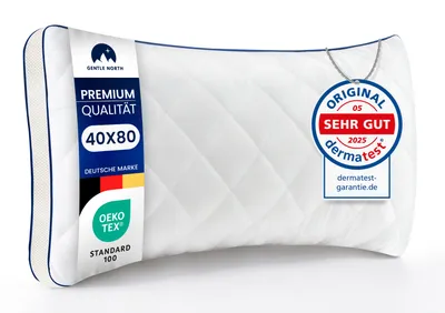 Produktbild von Gentle North Hochwertige Kopfkissen 40x80 cm groß in Hotelqualität - Flauschiges, gut gefülltes Schlafkissen für Allergiker geeignet - 60° Waschbar