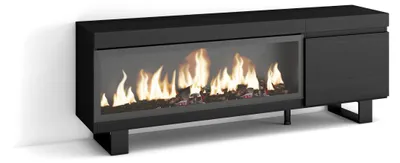 TV-Lowboard mit LED-Kamin, 160 cm, für TVs bis 65", schwarz