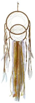 Produktbild von Traumfänger "Vesica" Leder 22cm mit Synthetic- und Brokatfäden, 22x85cm