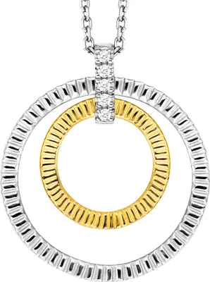 Produktbild von Julie Julsen Anhänger mit Kette 925/- Sterling Silber rhodiniert/vergoldet 2 Kreise Zirkonia