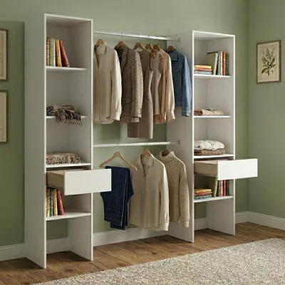 Immagine prodotto di Dmora Guardaroba Grande Siony 50x185h cm Bianco, Appendiabiti 10 Vani