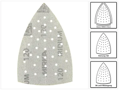 Produktbild von Mirka IRIDIUM Delta Schleifblätter Grip 100x152x152mm K120 50 Stk. ( 246JQ05012 )