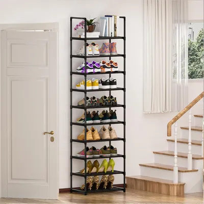 Produktbild von Schuhregal 10 Ebenen, für 20-25 Paar Schuhe, Metall, für Flur