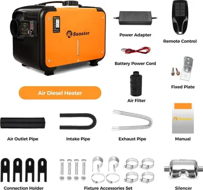 Produktbild von Diesel Luftheizung 8 kW - All-in-one Standheizung - 12V/24V/220V Universal - Bluetooth App, LCD & Fernbedienung - 5 l Tank - Für Auto LKW Wohnmobil Boot