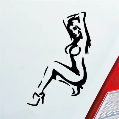 Produktbild von Auto Aufkleber Sexy Girl Pin up Go Go Tuning Motorrad 12x8 cm Schwarz Glanz Sticker Heckscheibenaufkleber