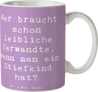 Produktbild von Mr. & Mrs. Panda Becher Spruch Stiefkindliebe - Lavendeltraum - Geschenk, Patchworkfamilie, Familienbeziehungen, Geburtstage, Tasse, kaffeetasse bedruckt, Pott, Humor