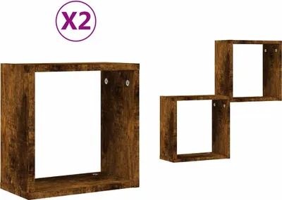 Immagine prodotto di vidaXL Mensole a cubo 2 pz. Rovere fumé 30x15x30 cm