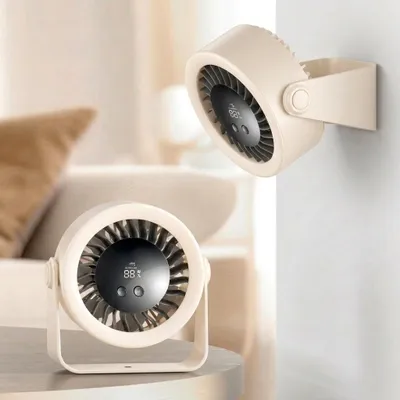 Produktbild von Tischventilator, Wandventilator, 720° Drehbar, 100-stufige Regelung mit LED-display, Tischventilatoren, Ventilator leise, stark und überall einsetzbar