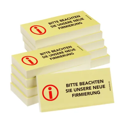 Produktbild von PRICARO Haftnotizen "Neue Firmierung", 100 Blatt, 10 Stück