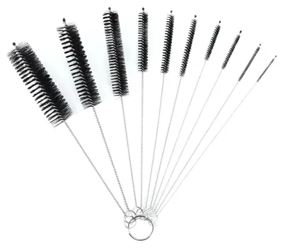 Flaschenbürsten-Set, 10er, Nylon, schmaler Hals, schwarz