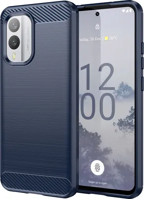 Produktbild von Nokia X30 Hülle, Carbon-Faser TPU Silikon Stoßfest Schutzhülle für Nokia X30 Blau